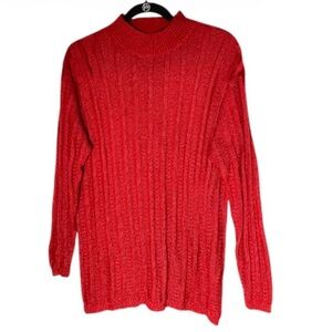 Red Knit Sweater by Partners Long Sleeve Made in Hong Kong 100% Acrylic